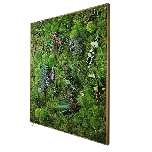 Mosschilderij Rechthoek Hout - Jungle Style Wild