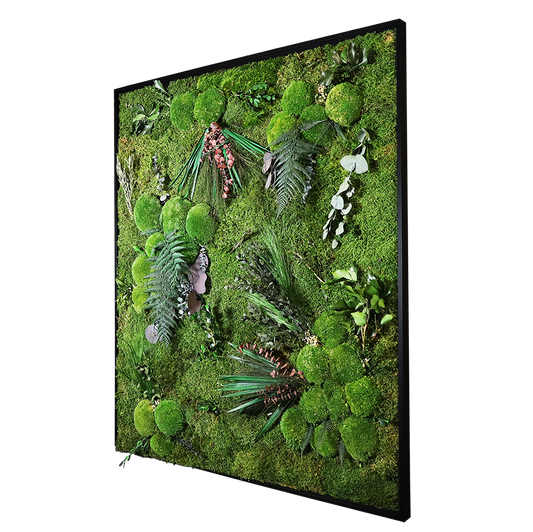 Mosschilderij Rechthoek Hout - Jungle Style Wild